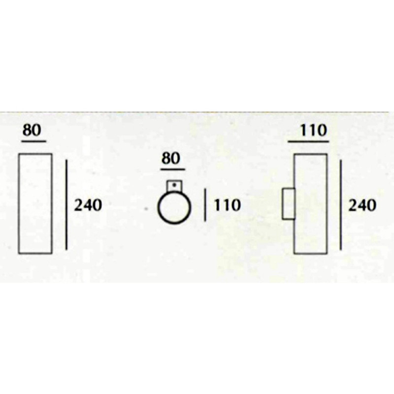 Tubo - Applique Gesso Tinteggiabile Cilindrica Biemissione