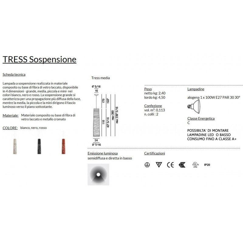 Foscarini Tress Media Sospensione