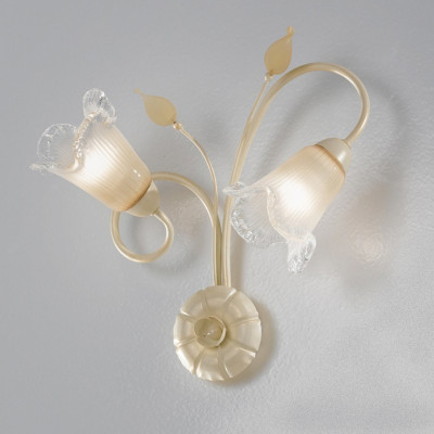 Applique Classica 2 Luci Stile Ferro Battuto Avorio-Oro
