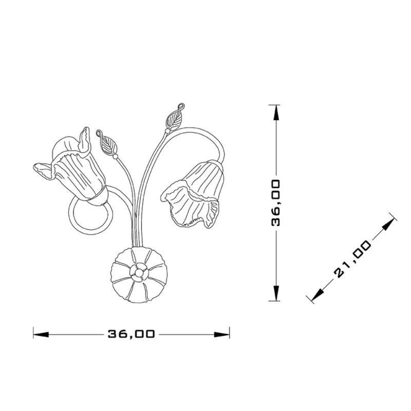 APPLIQUE CLASSICA 2 LUCI STILE FERRO BATTUTO AVORIO-ORO