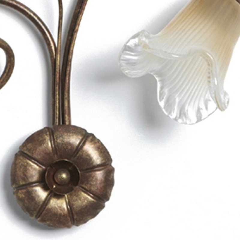 APPLIQUE CLASSICA 2 LUCI STILE FERRO BATTUTO OTTONE RAME