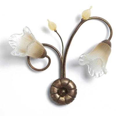 APPLIQUE CLASSICA 2 LUCI STILE FERRO BATTUTO OTTONE RAME