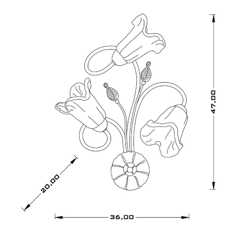 APPLIQUE CLASSICA 3 LUCI STILE FERRO BATTUTO OTTONE-RAME