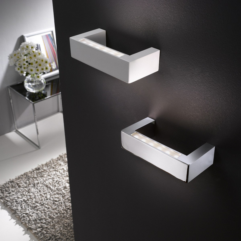 BRIDGE BIANCO - APPLIQUE LAMPADA PARETE LED 14,4W DESIGN MODERNO BIEMISSIONE