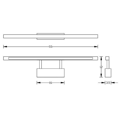 Linea Bianco Applique Led 9,5w Lineare Per Specchi E Quadri