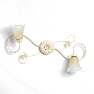 Plafoniera classica 2 luci stile ferro battuto Avorio-Oro lampadario  MADE in ITALY