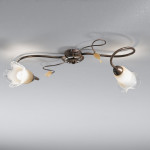 Plafoniera classica 2 luci stile ferro battuto Ottone-Rame lampadario MADE in ITALY