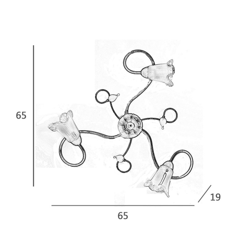 Plafoniera classica 3 luci stile ferro battuto Ottone-Rame lampadario MADE in ITALY