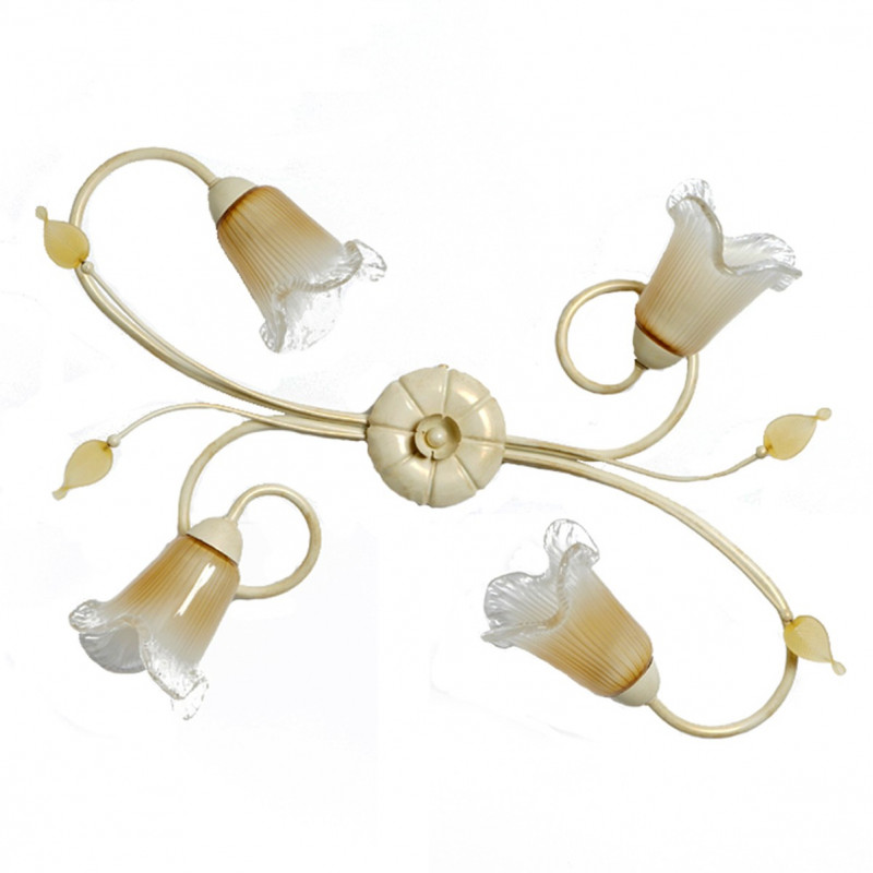 Plafoniera classica 4 luci stile ferro battuto Avorio-Oro lampadario MADE in ITALY