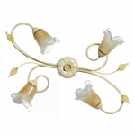 Plafoniera classica 4 luci stile ferro battuto Avorio-Oro lampadario MADE in ITALY