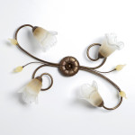 Plafoniera classica 4 luci stile ferro battuto Ottone-Rame lampadario MADE in ITALY Plafoniera classica 4 luci stile ferro battuto Ottone-Rame lampadario MADE in ITALY