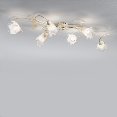 Plafoniera classica 6 luci stile ferro battuto Avorio-Oro...