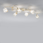 Plafoniera classica 6 luci stile ferro battuto Avorio-Oro lampadario MADE in ITALY