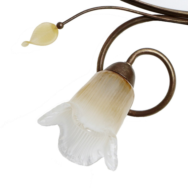 Plafoniera classica 6 luci stile ferro battuto Ottone-Rame lampadario  MADE in ITALY