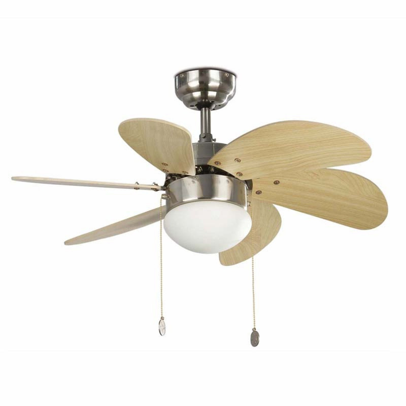 Ventilatore da Soffitto 81 cm con Luce Colore Nichel pale Pino