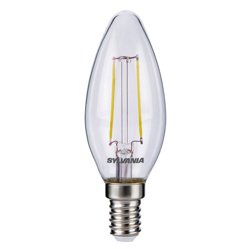 Lampadina Led Filamento 2,2w E14 Candela Equivalente 23w Luce Calda Sylvania