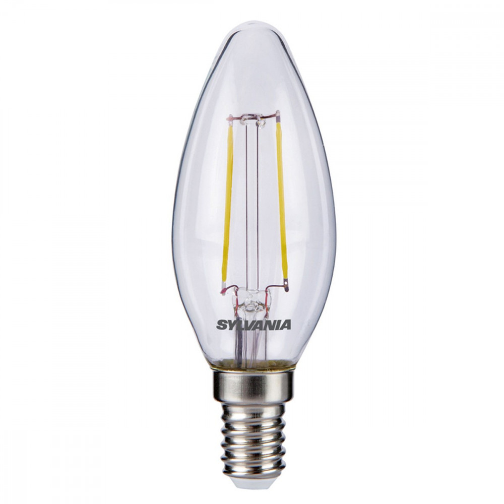 Lampadina Led Filamento 2,2w E14 Candela Equivalente 23w Luce Calda Sylvania