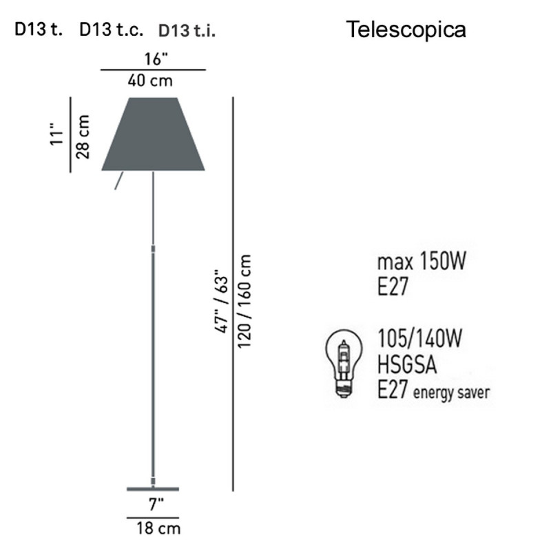LUCEPLAN COSTANZA TERRA STELO TELESCOPICO - SCHEDA TECNICA