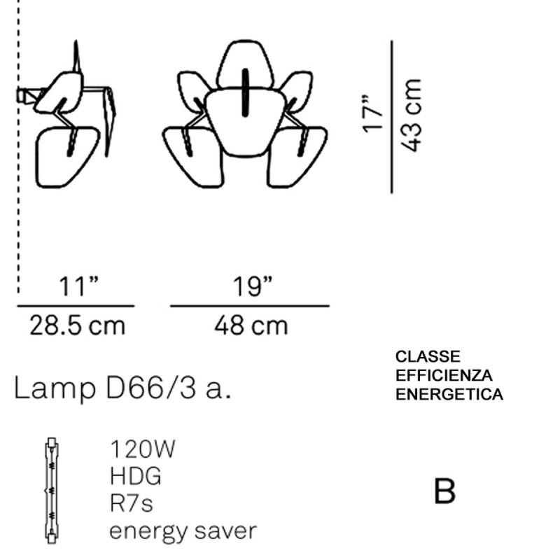 LUCEPLAN HOPE APPLIQUE 48 CM - SCHEDA MISURE