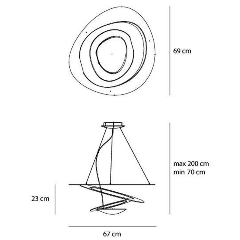 ARTEMIDE PIRCE MINI SOSPENSIONE D. 69 CM HALO - scheda tecnica