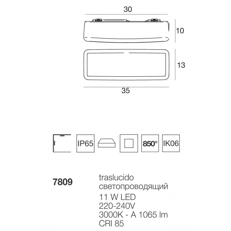 Linea Light My White LED Applique Plafoniera LED Rettangolare per esterno 35 cm 11W