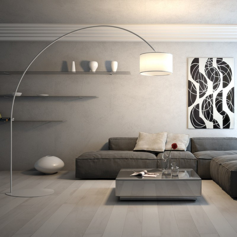 Lampada da Terra-Piantana ad Arco 230 cm bianco-nero-grigio