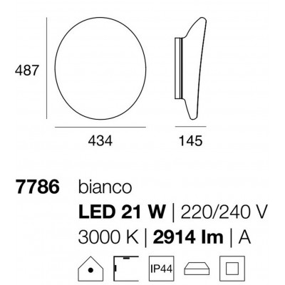 Stilnovo DYNAMIC APPLIQUE-PLAFONIERA LED IP44 Cm 43
