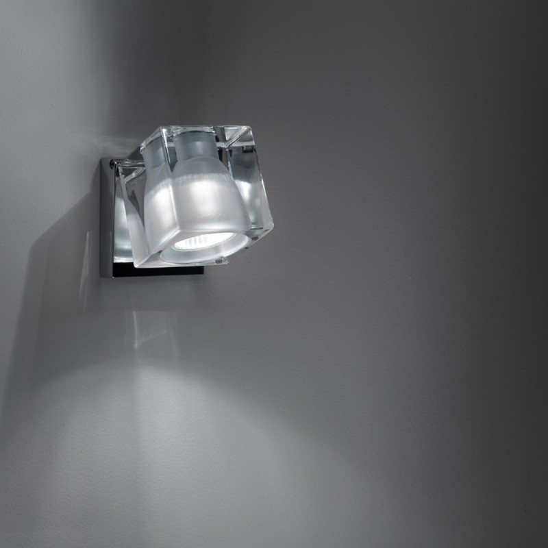 FABBIAN CUBETTO PARETE Orientabile cromato in VERO Cristallo Trasparente al piombo
