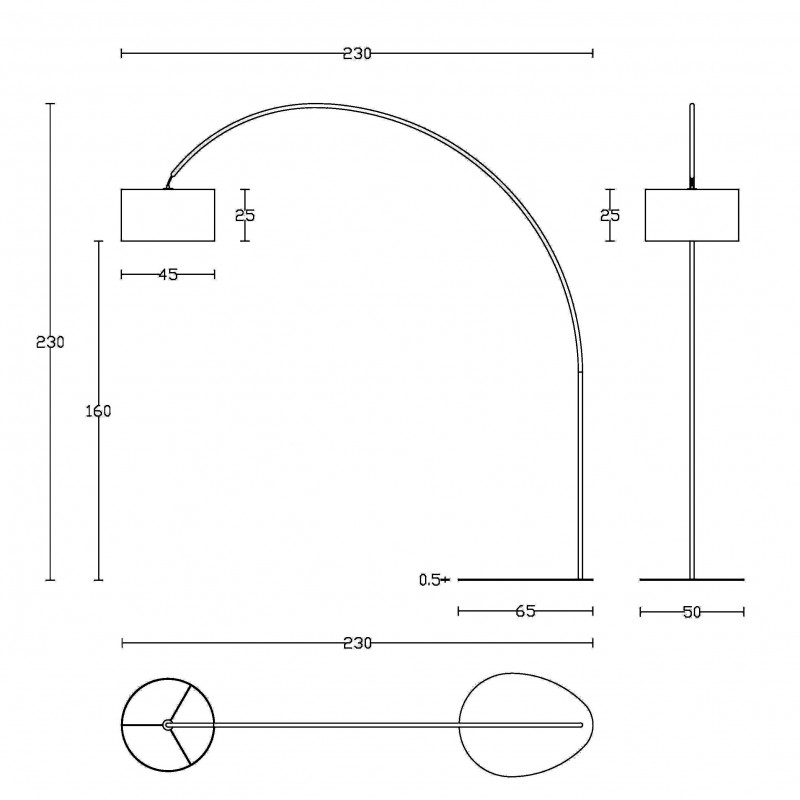 Lampada Terra Ad Arco 230 X 230 Cm - MISURE