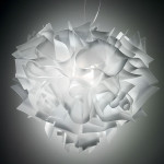 SLAMP VELI Lampada Sospensione Large 60 cm Bianco Opal Accesa