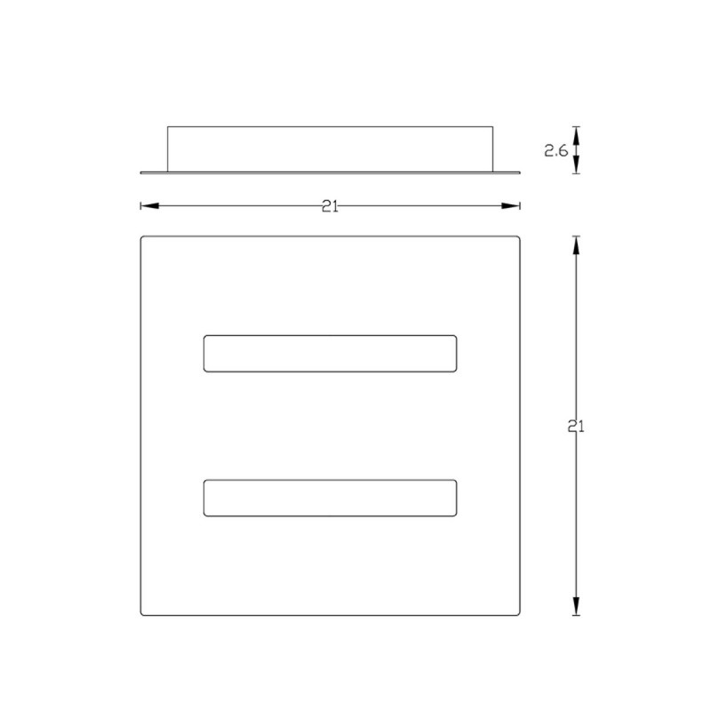 Biluce TRATTO Plafoniera LED 12W 21 cm Quadrata Extra Piatta Bianca