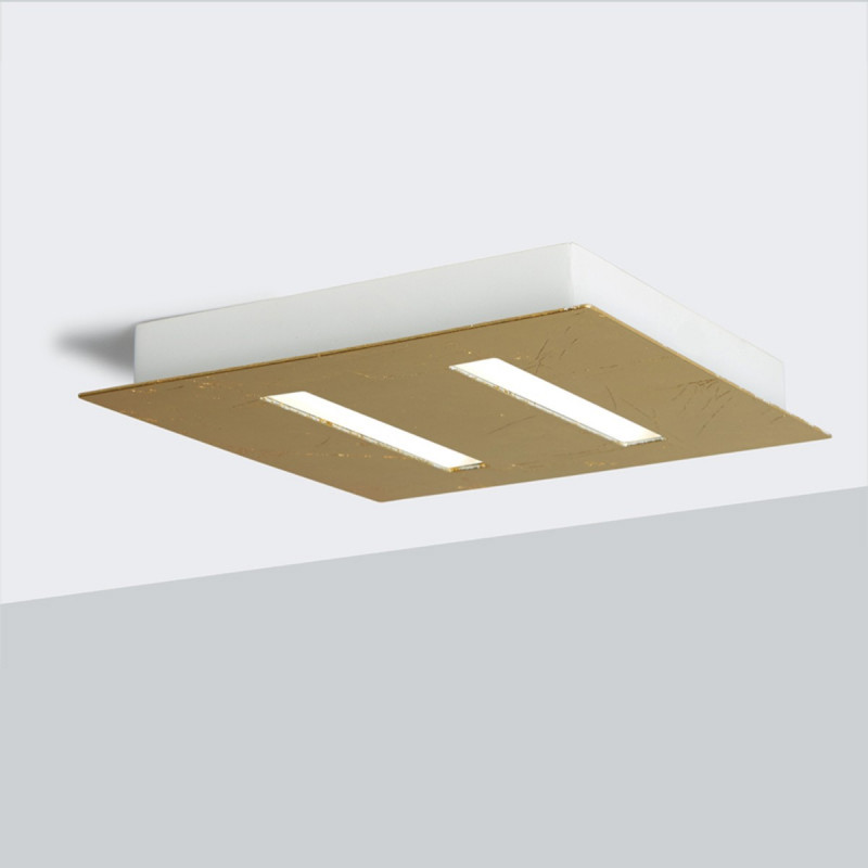 Biluce TRATTO 21 cm Plafoniera LED 12W Quadrata Extra Piatta Oro