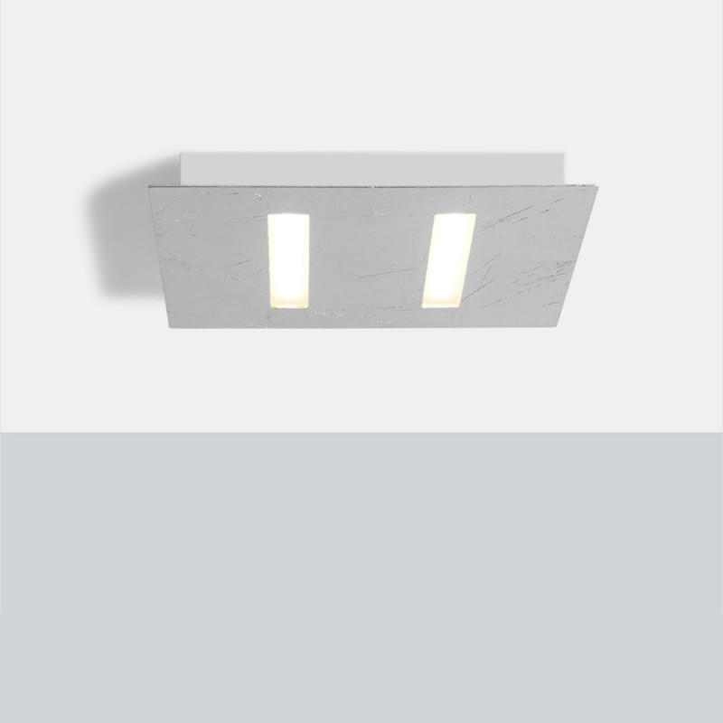 Biluce TRATTO plafoniera quadrata LED piccole dimensioni Argento