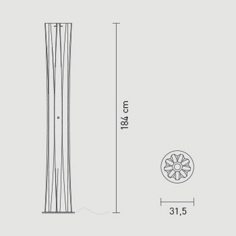 Slamp Bach XXL Lampada da Terra in con Base in Acciaio Inox e Dimmer