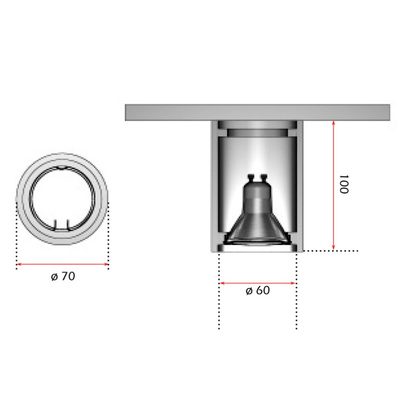 Cilindro In Gesso Da Soffitto H. 10 cm D. 7 cm GU10 LED o Alogena