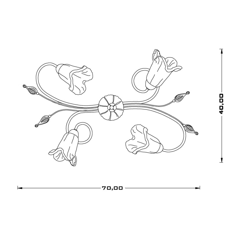 Plafoniera classica 4 luci stile ferro battuto Ottone-Rame lampadario MADE in ITALY