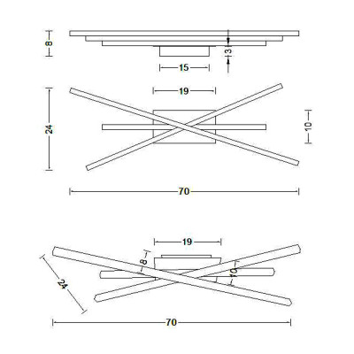 Biluce SEGMENTI Applique Plafoniera LED Lineare con Aste...