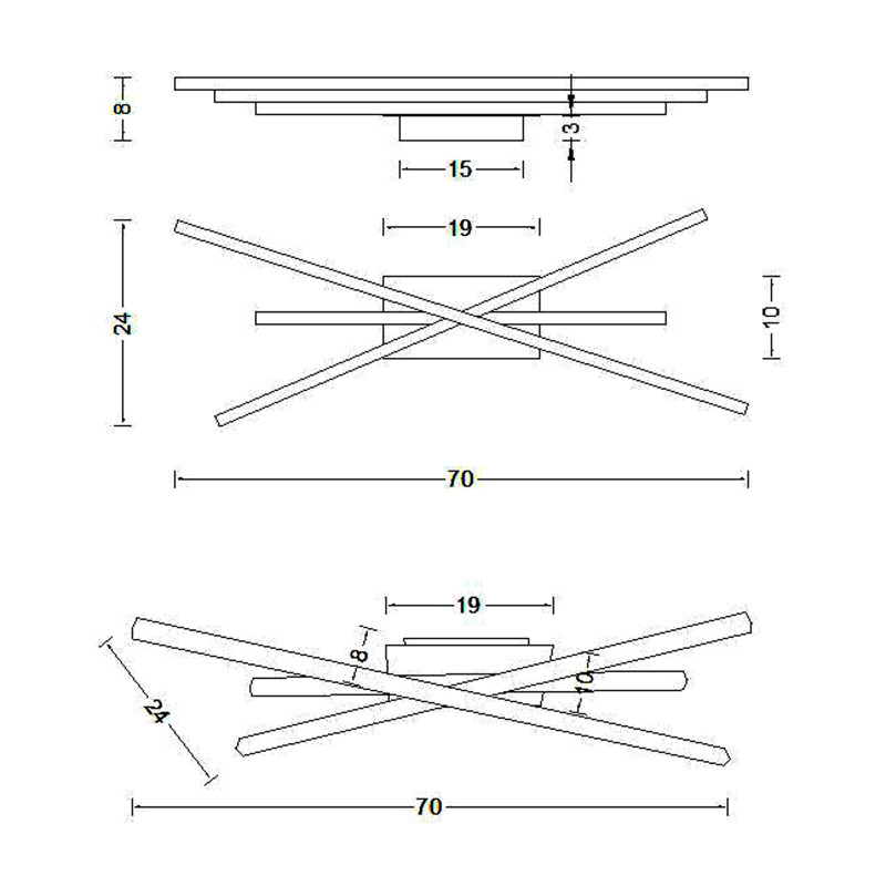 Biluce SEGMENTI Applique Plafoniera LED Moderna Lineare 70 cm 15W