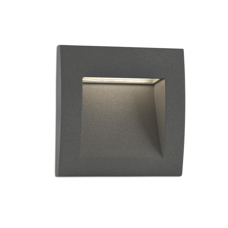 Faretto segnapassi ad incasso Quadrato per esterni LED in alluminio Grigio Scuro