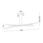 Biluce Segmenti Lampadario LED Lineare con Aste incrociate