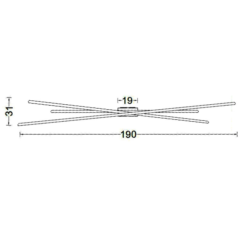 Biluce SEGMENTI Plafoniera LED Lineare con Aste incrociate 70 cm