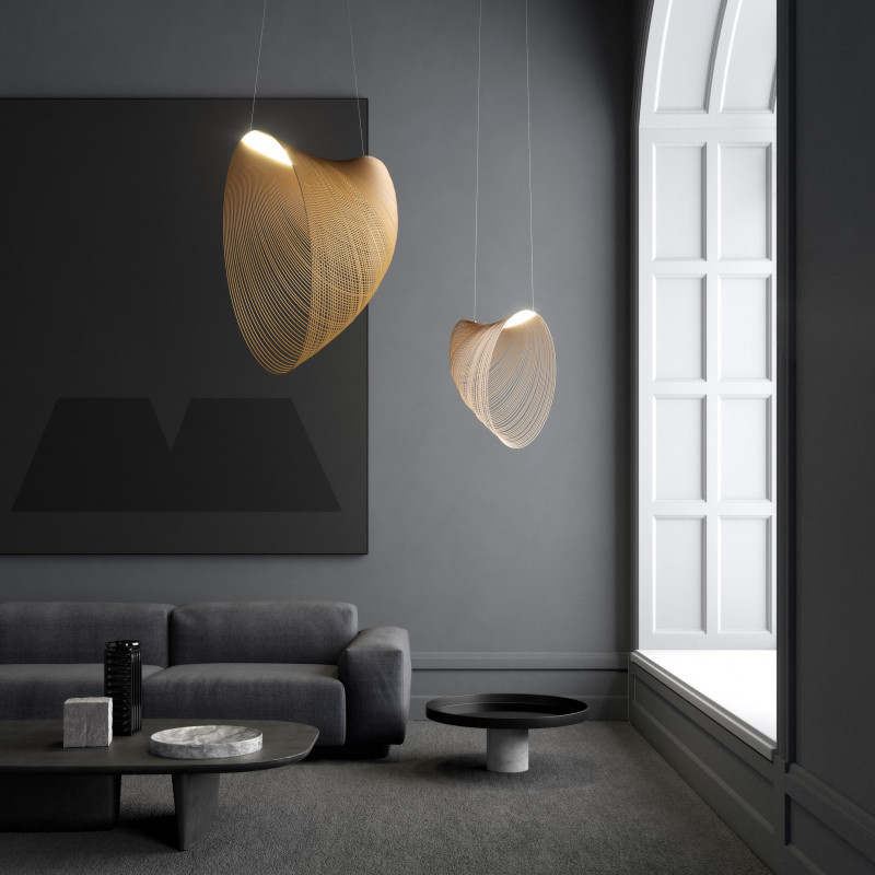 Luceplan ILLAN D 60 cm Sospensione LED in legno di Betulla