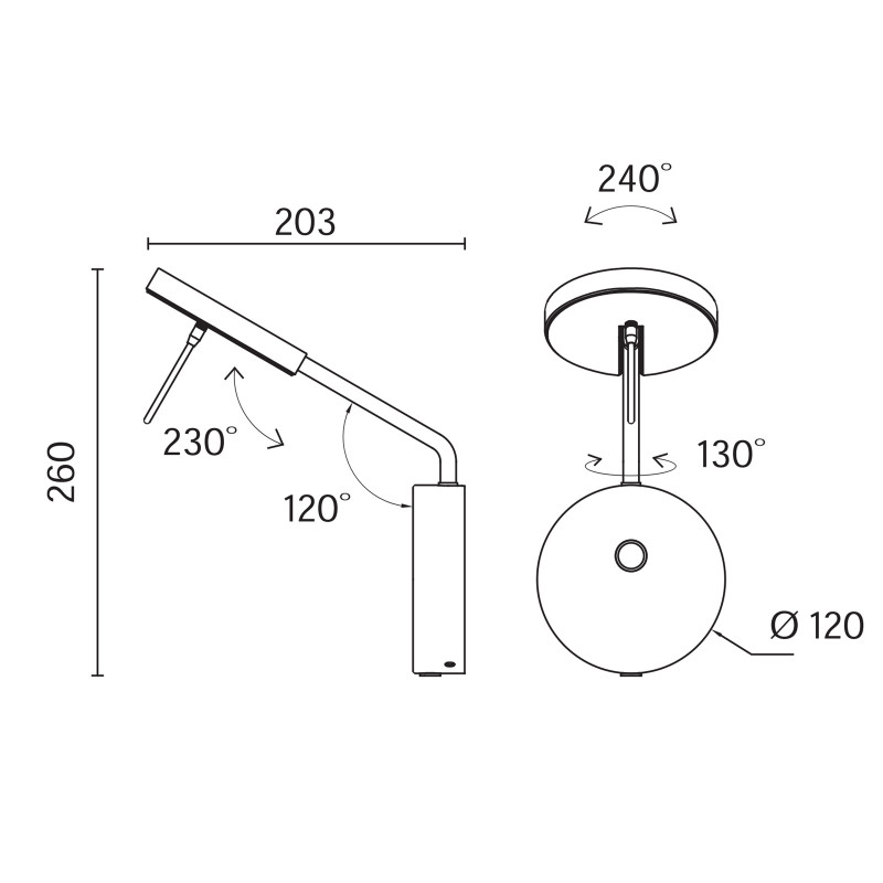 GROK INVISIBLE LAMPADA PARETE READER SHORT LED