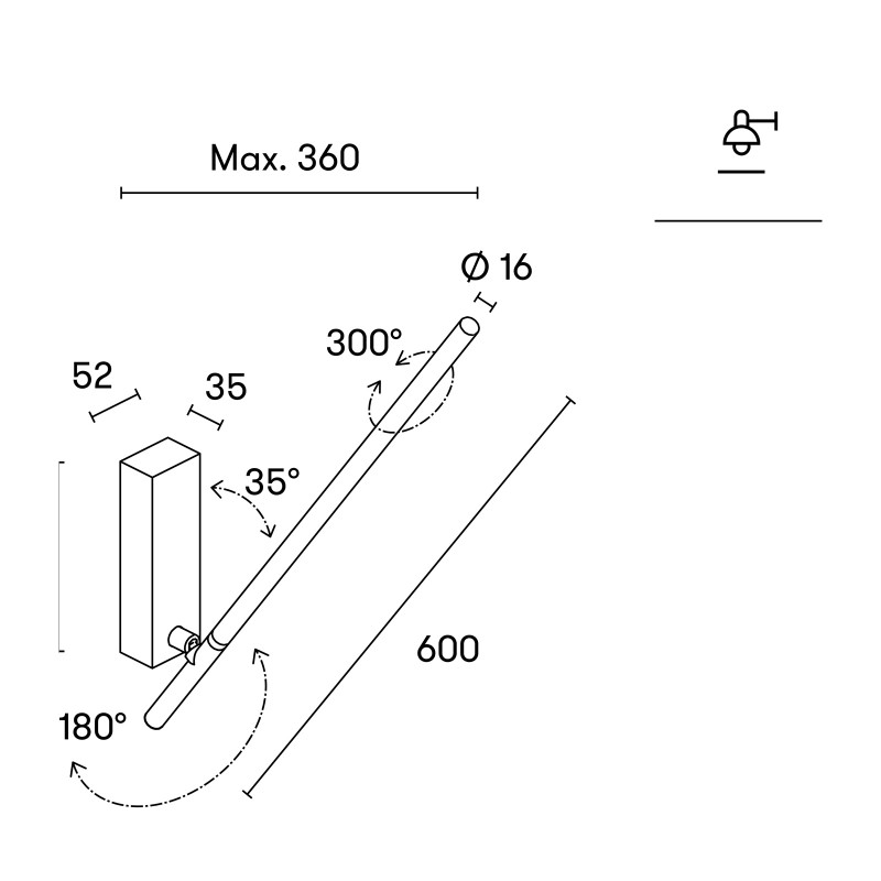 Grok TUBS Lampada PARETE LED
