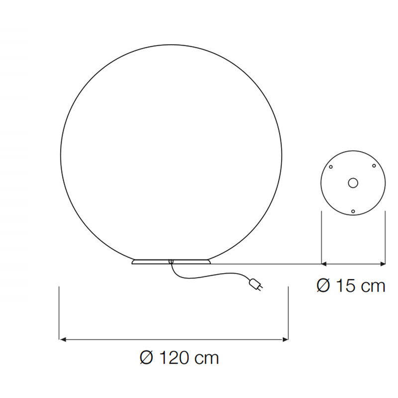 Ex Moon 3 lampada Terra Sfera Vetroresina per ESTERNI 120 cm