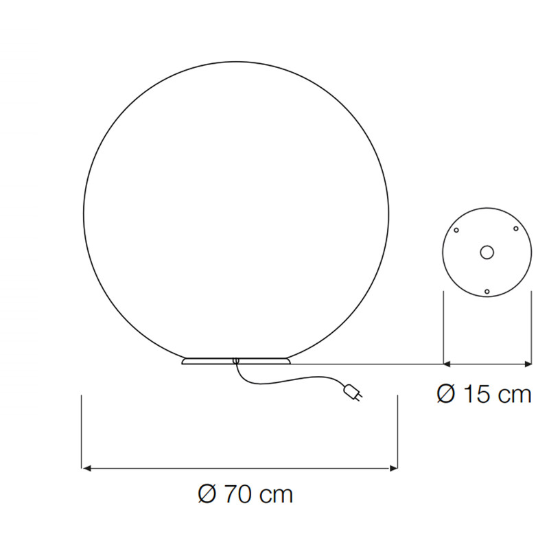 Ex Moon 2 lampada Terra Sfera Vetroresina per ESTERNI 70 cm