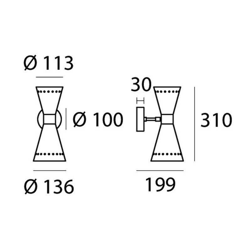 Stilnovo Megafono Lampada a parete biemissione
