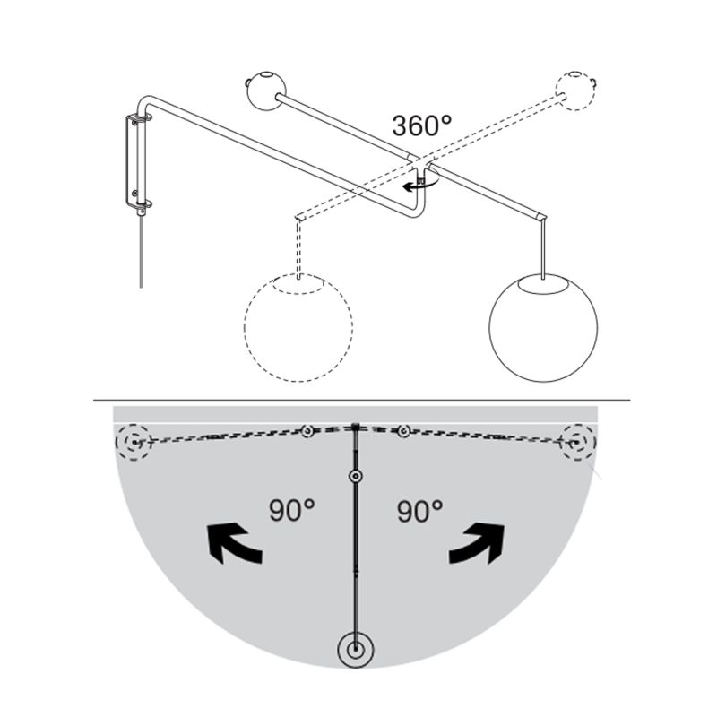 Luceplan Malamata lampada parete con braccio orientabile