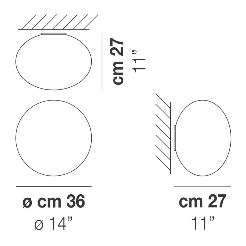 Vistosi Lucciola Plafoniera Piccola Vetro 36 cm
