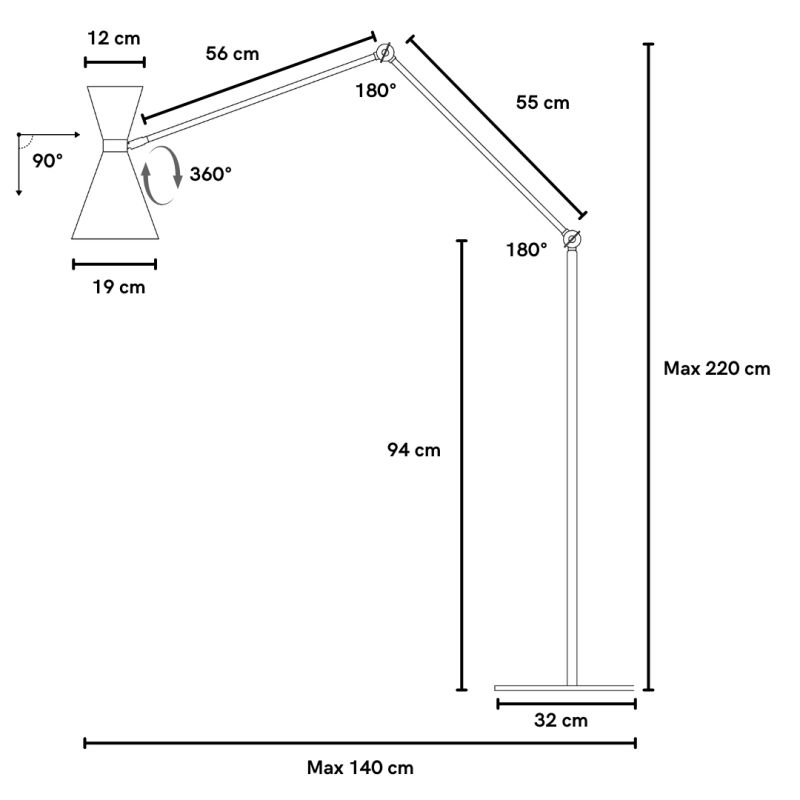Biluce Versa Lampada Terra orientabile